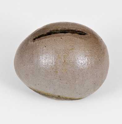 Rare Salt-Glazed Stoneware Egg Bank, attrib. Swank Family, Johnstown, PA, c1875