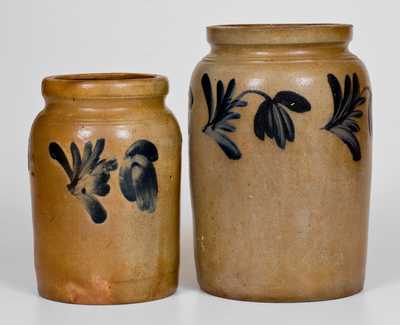 Two Cobalt-Decorated Stoneware Jars, attrib. Remmey Pottery, Philadelphia, PA, c1865