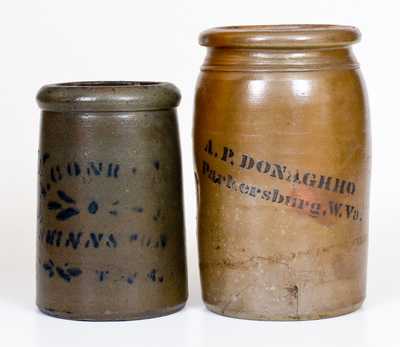 Two West Virginia Cobalt-Decorated Stoneware Jars, circa 1875