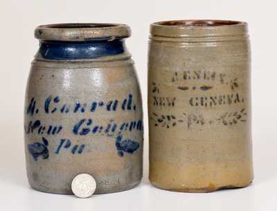 Two New Geneva, PA Cobalt-Decorated Stoneware Canning Jars