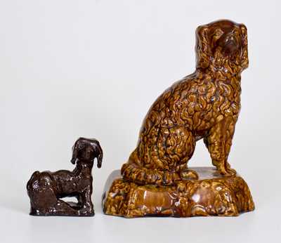Two American Pottery Dog Figures, probably Ohio origin, 19th and 20th centuries