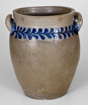 Four-Gallon Open-Handled Manhattan, NY Stoneware Jar w/ Incised Decoration