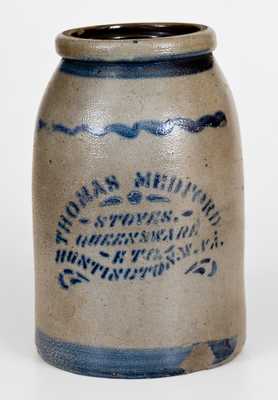 1 Gal. HUNTINGTOWN, W.VA Stoneware Advertising Canning Jar