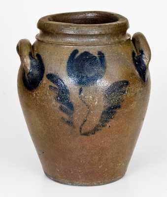 Unusual 1 Gal. James River, Virginia Stoneware Jar w/ Floral Decoration