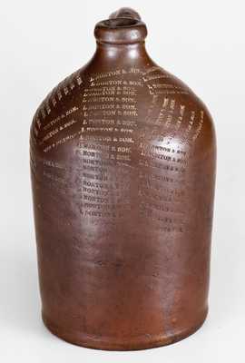 Very Rare Bennington, VT Stoneware Jug w/ Profuse L. NORTON & SON Maker's Marks