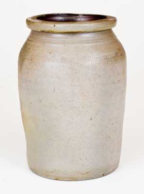 Rare Morgantown, WV Stoneware Jar with Coggled Decoration