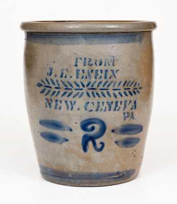 2 Gal. FROM J. E. ENEIX / NEW GENEVA, PA Stoneware Cream Jar