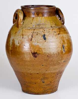 Three-Gallon BOSTON Stoneware Jar with Iron-Oxide Decoration, early 19th century