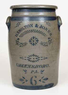 HAMILTON & JONES / GREENSBORO, PA Stoneware Jar with Stenciled Decoration