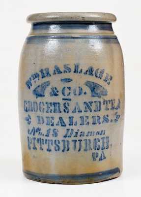 WM. HASLAGE & CO. / PITTSBUGH, PA Western PA Stoneware Advertising Jar