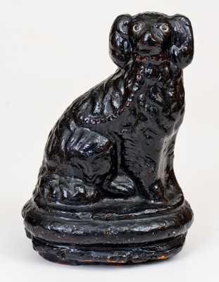 Cold-Painted Pottery Spaniel Inscribed 