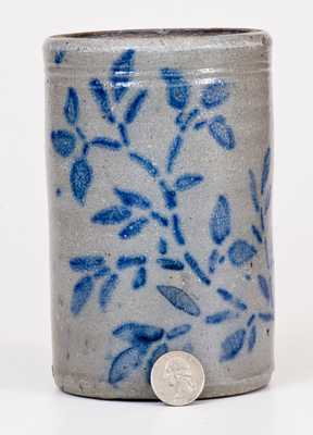 Small-Sized Western PA Stoneware Canning Jar with Stenciled Foliate Decoration