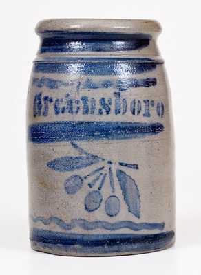 Greensboro, PA Stoneware Stoneware Canning Jar with Stenciled Cherries