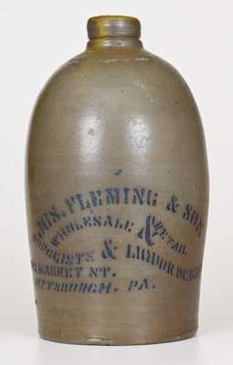 1/2 Gal. Stoneware Jug with Stenciled Pittsburgh, PA Advertising