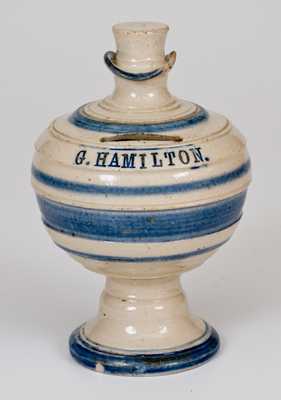 Stoneware Bank with Top Hat Finial Impressed G. HAMILTON, English origin