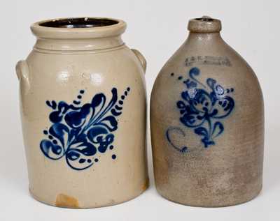 Lot of Two: Bennington, VT Stoneware Jug and Fort Edward, NY Stoneware Jar