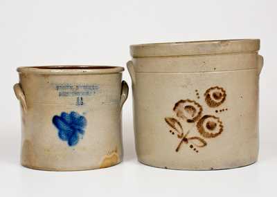 Lot of Two: Huntington, Long Island, Stoneware Crock and Manganese-Decorated Crock