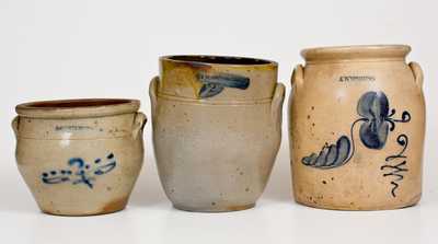 Lot of Three: Signed Stoneware Jars: P. H. SMITH, W. ROBERTS BINGHAMTON, GEDDES