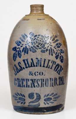 2 Gal. JAS. HAMILTON & CO. / GREENSBORO, PA Stoneware Jug