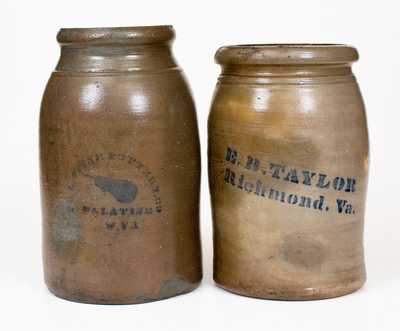 Lot of Two: PALATINE POTTERY CO. / WV and E. B. TAYLOR / Richmond, Va. Jars