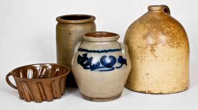 Lot of Four: SMITH & DAY / NORWALK, CT Jar w/ Stoneware Jug, Jar and Mold