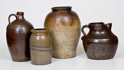 Lot of Four: Utilitarian Stoneware Vessels incl. Southern Examples and A. P. DONAGHHO