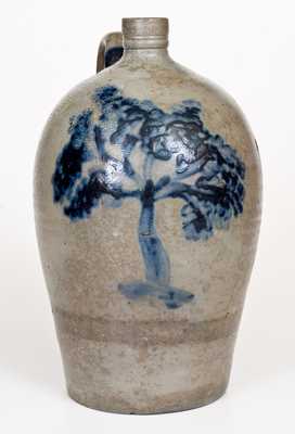 Very Rare and Important Baltimore Stoneware Jug w/ Tree, probably Thomas Chandler, c1829