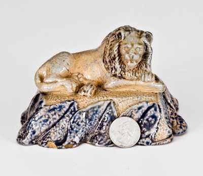 Very Rare Anna Pottery Stoneware Figure of a Lion, Kirkpatrick Bros, Anna, IL