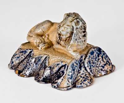Very Rare Anna Pottery Stoneware Figure of a Lion, Kirkpatrick Bros, Anna, IL