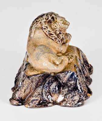 Very Rare Anna Pottery Stoneware Figure of a Lion, Kirkpatrick Bros, Anna, IL