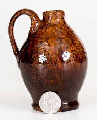 Rare Bristol County, Mass. Miniature Glazed Redware Jug