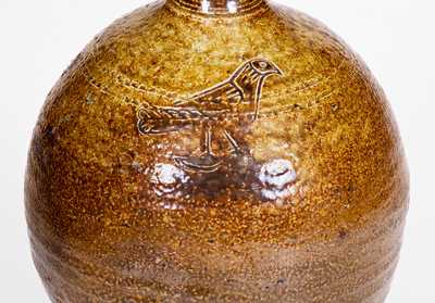 Attrib. Xerxes Price, Sayreville, NJ Stoneware Jug w/ Impressed Bird Design