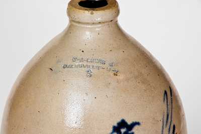 Very Rare W-A-LEWIS / GALESVILLE-N-Y Stoneware Jug w/ Game Bird and Stump Motif