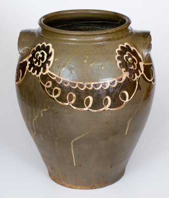 Exceptional Edgefield, SC Stoneware Jar w/ Two-Color Decoration, probably Phoenix Factory