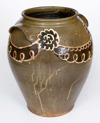 Exceptional Edgefield, SC Stoneware Jar w/ Two-Color Decoration, probably Phoenix Factory