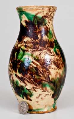 Very Fine Multi-Glazed Redware Vase, Strasburg, VA, circa 1890