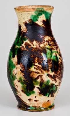 Very Fine Multi-Glazed Redware Vase, Strasburg, VA, circa 1890