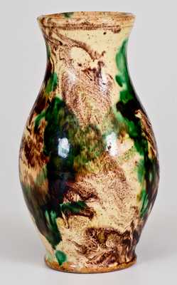 Very Fine Multi-Glazed Redware Vase, Strasburg, VA, circa 1890