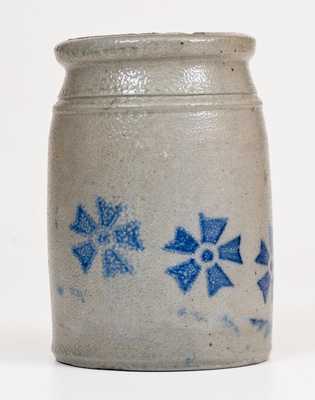 Scarce Small-Sized Western PA Stoneware Canning Jar w/ Stenciled Pinwheel Motif