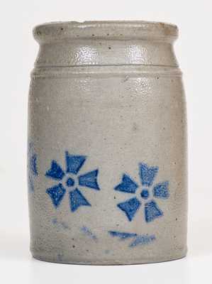 Scarce Small-Sized Western PA Stoneware Canning Jar w/ Stenciled Pinwheel Motif