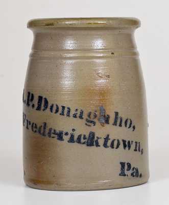 Cobalt-Decorated A.P. Donaghho, / Fredericktown, / Pa. Stoneware Canning Jar