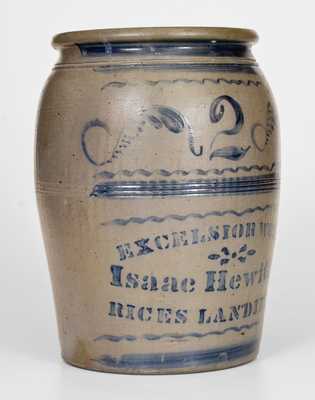 Fine EXCELSIOR WORKS / Isaac Hewitt, Jr. / RICES LANDING, PA Stoneware Jar