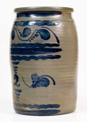 Two-Gallon Stoneware Jar att. Boughner, Greensboro, PA w/ Elaborate Freehand Design