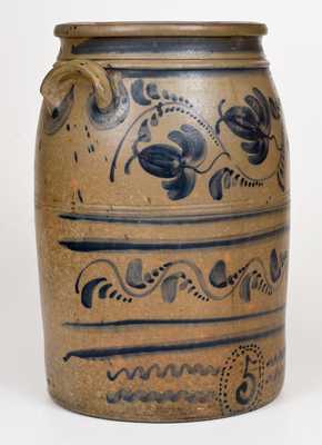 Fine Five-Gallon Western PA Stoneware Jar w/ Elaborate Freehand Cobalt Decoration