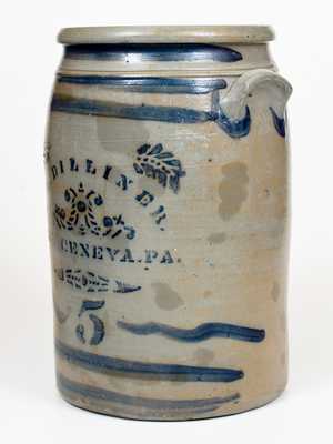 Five-Gallon L.B. DILLINER. / NEW GENEVA, PA Cobalt-Decorated Stoneware Jar