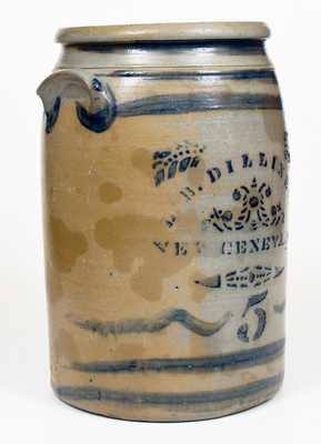 Five-Gallon L.B. DILLINER. / NEW GENEVA, PA Cobalt-Decorated Stoneware Jar