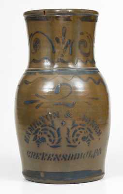 Rare Two-Gallon HAMILTON & JONES. / GREENSBORO. PA Stoneware Pitcher