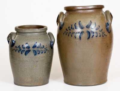 Two James River Valley of VA Stoneware Jars w/ Cobalt Decoration, mid 19th century