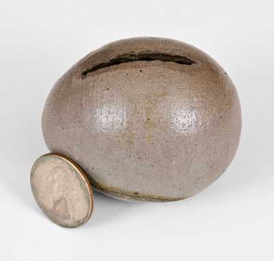 Rare Salt-Glazed Stoneware Egg Bank, attrib. Swank Family, Johnstown, PA, c1875