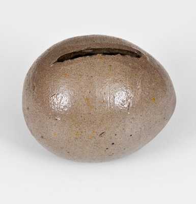 Rare Salt-Glazed Stoneware Egg Bank, attrib. Swank Family, Johnstown, PA, c1875